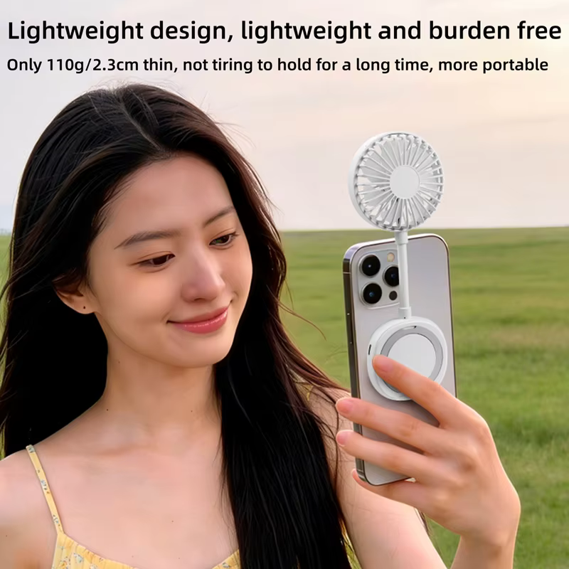Ventilateur portable magnétique Lenovo, mini ventilateur de bureau rechargeable par USB avec support pour téléphone, idéal pour les voyages en extérieur, les étudiants et le bureau