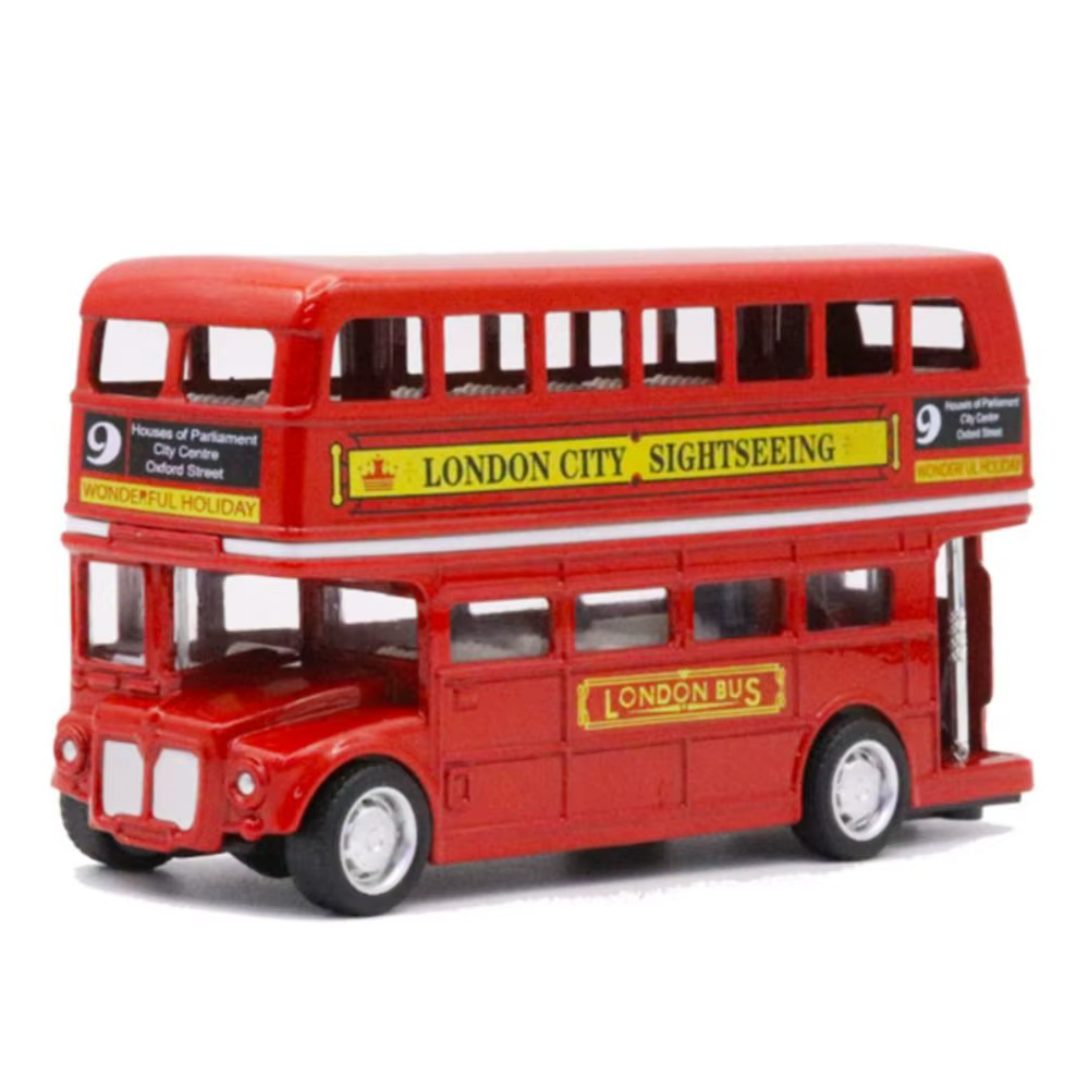 Modèle de voiture de Bus à deux étages, Simulation de Bus de voyage européen britannique en alliage, véhicule Vintage à retirer, cadeau pour enfants