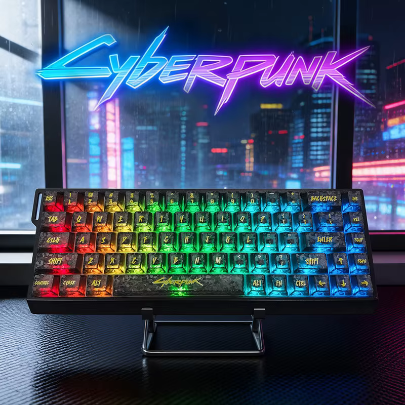 Clavier mécanique sur le thème cyberpunk
