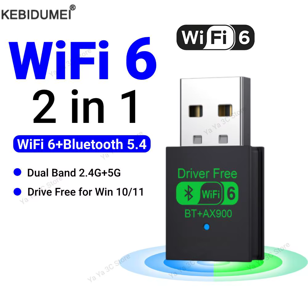 900Mbps USB WiFi Bluetooth 5.4 adaptateur 2in1 Dongle double bande 2.4G 5GHz USB
