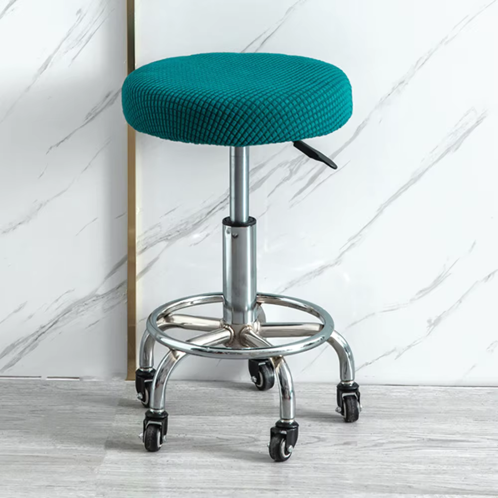 Housse de chaise ronde de couleur unie, housse de tabouret de salle à manger, housse de coussin de chaise élastique, housse de siège de Bar lavable, épaisse