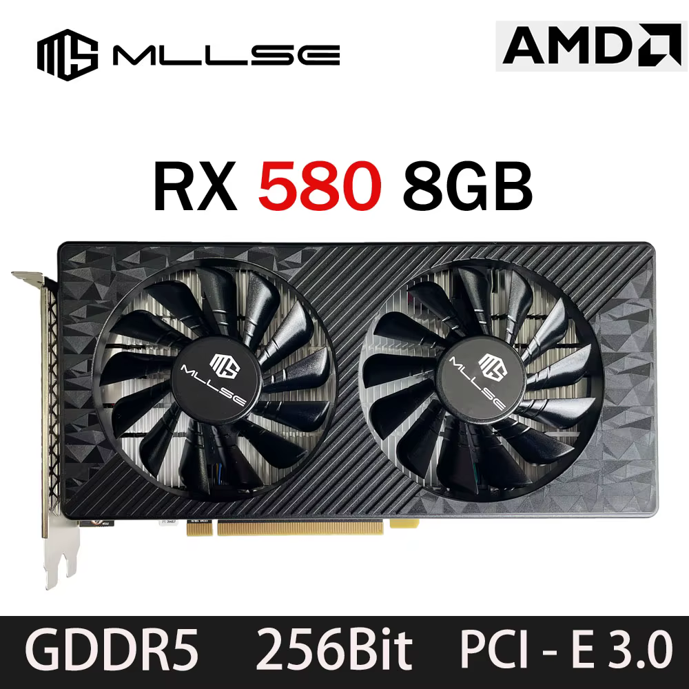 MLLSE AMD RX 580 8GB 2048SP carte graphique De jeu GDDR5 256Bit PCI-E 3.0 × 16 8Pin Radeon GPU Rx 580
