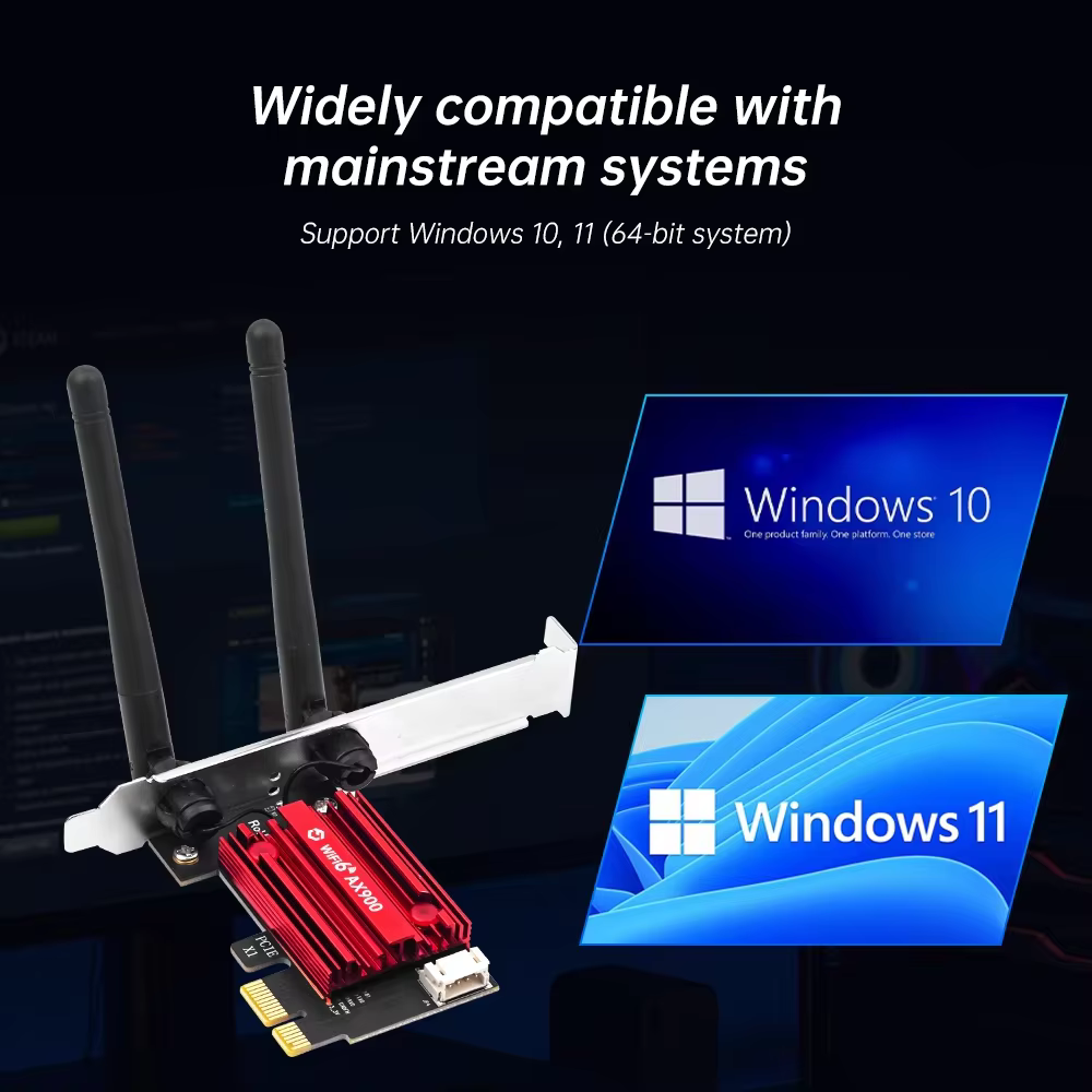 Carte PCIe AX900 WiFi 6 Bluetooth 5.4 600 Mbps pour PC de bureau