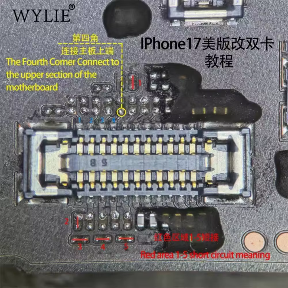 Câble flexible intégré Wylie avec emplacement pour carte SIM physique et eSIM pour iPhone 14 15 16 17 Pro MAX version US