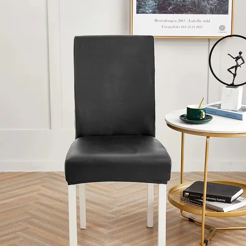 Housse de chaise en cuir pour salle à manger, tissu PU tout compris, imperméable, élastique pour animaux de compagnie, anti-poussière, bureau, hôtel