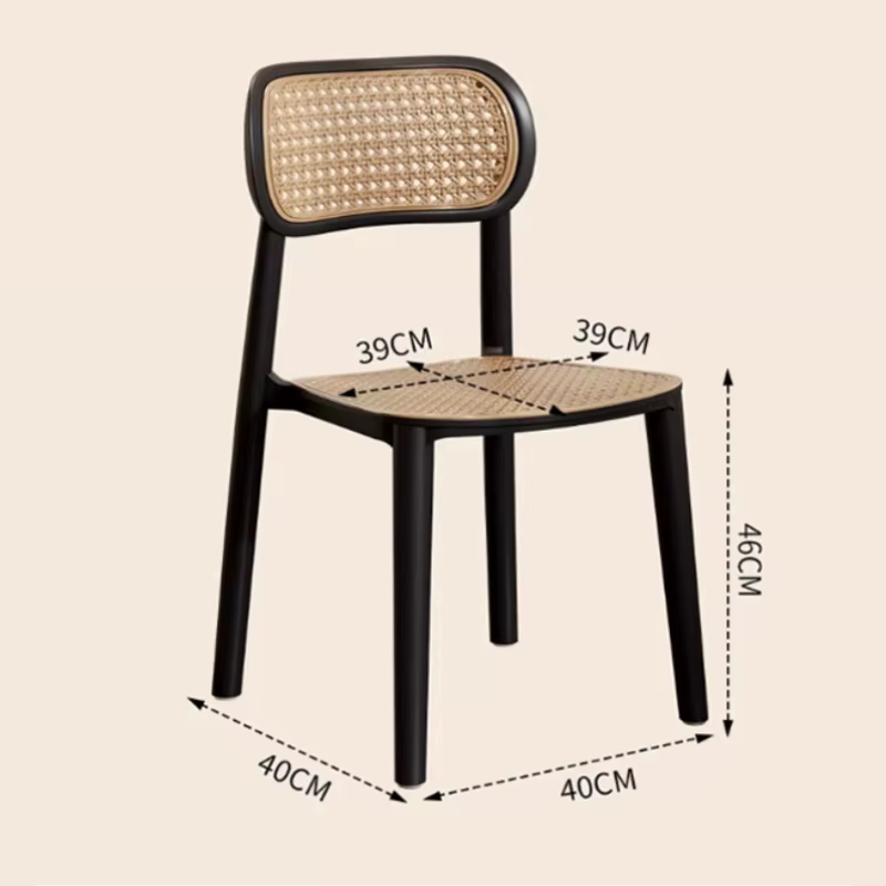 Chaises de salle à manger nordiques médiévales en rotin, design Art Déco, chaises de restaurant noires, chaise de bureau individuelle, mobilier Silla Para Escritorio