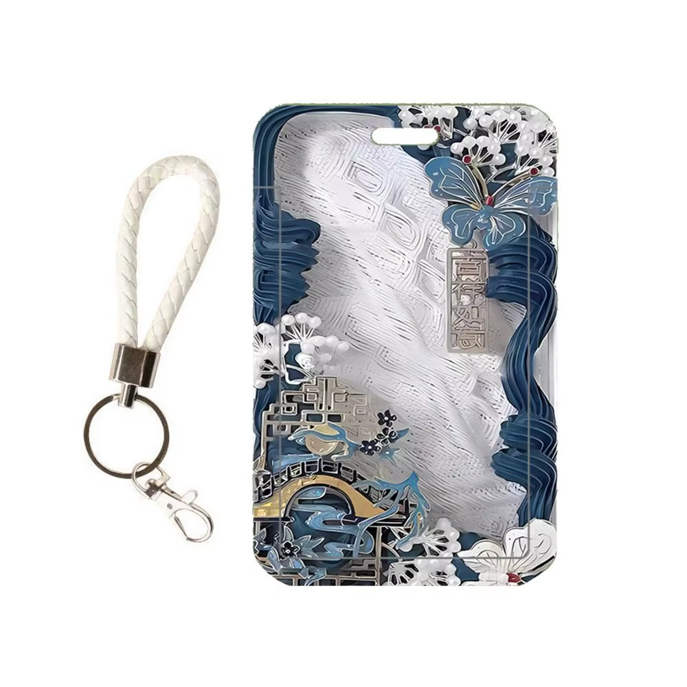 Protecteurs de cartes Vintage fleur porte-cartes fleur papillon Flowe Bus carte housse en plastique bleu romantique papillon porte-carte