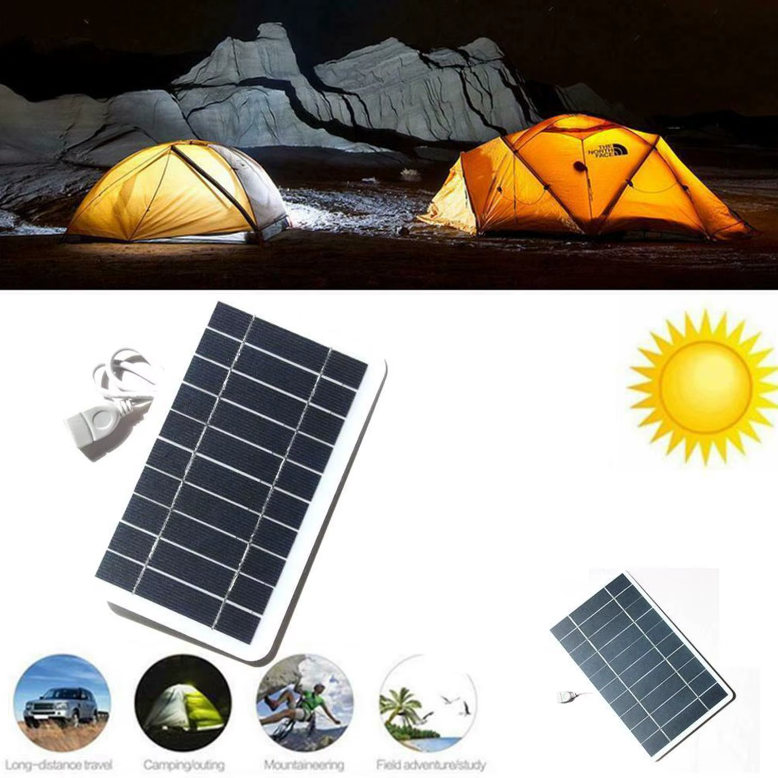 Panneau solaire Portable 5V 2W, plaque solaire avec Charge sûre USB, stabilisation du chargeur de batterie pour batterie externe, téléphone, Camping en plein air, maison