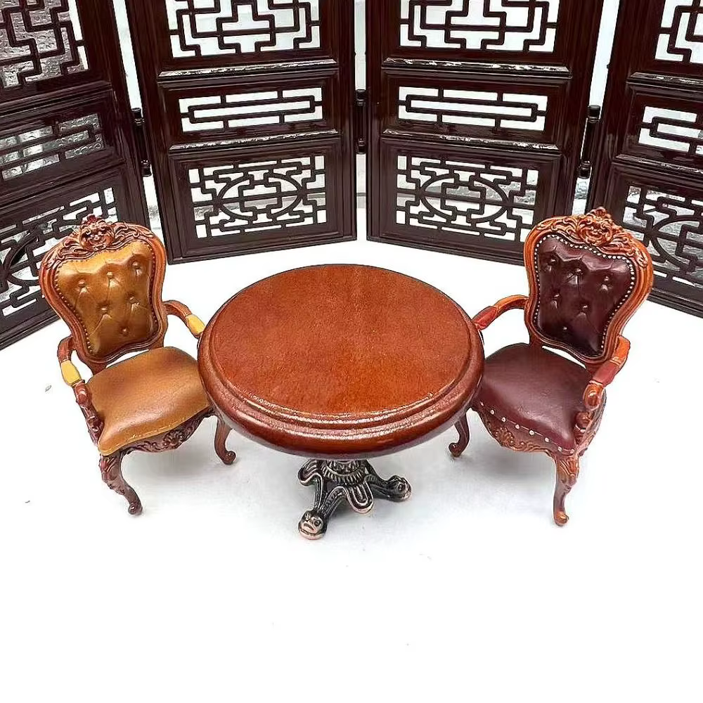 Chaises de maison de poupée de Style Vintage, échelle 1/12, Mini meubles miniatures rétro, chaise de salle à manger de luxe européenne, Micro paysage