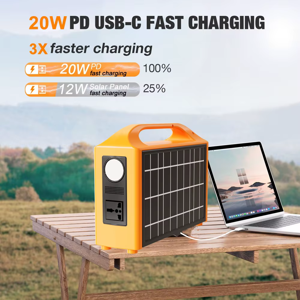 Station d'alimentation portable Gaiaray 100W 220V 110V, générateur solaire, alimentation de secours extérieure, LED avec panneau solaire pour le camping