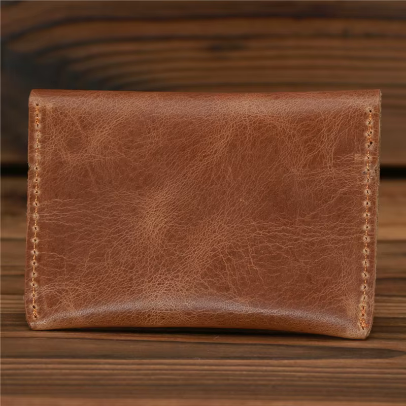 Porte-cartes de visite en cuir véritable pour hommes – Étui mince pour cartes de crédit et cartes d'identité, portefeuille professionnel pour le bureau et les voyages