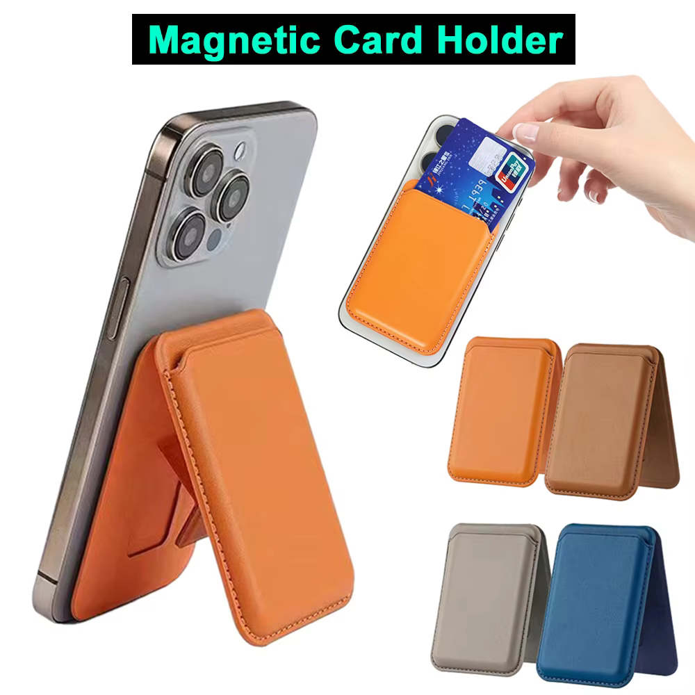 Porte-carte magnétique pour Magsafe, pochette de rangement multifonctionnelle en cuir avec support caché pour téléphone série 16 15 14 13 12