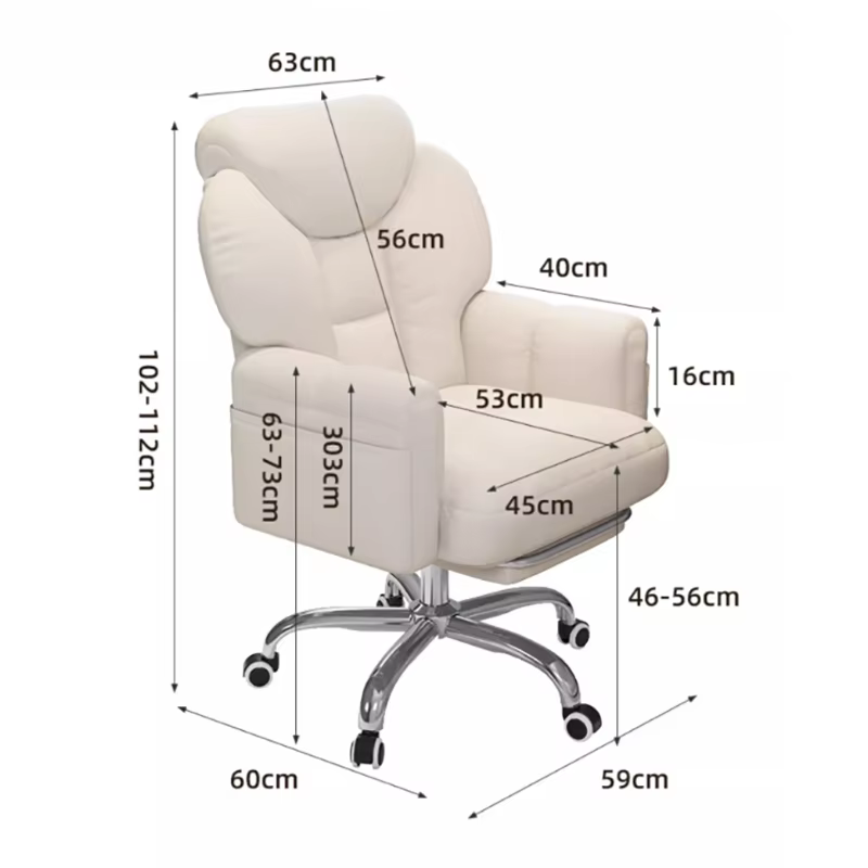 Chaise de Bureau Moderne Blanche avec Repose-Pieds Mobile
