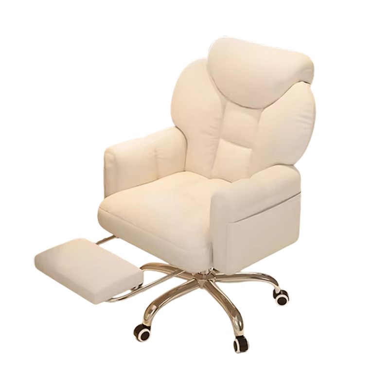 Chaise de Bureau Moderne Blanche avec Repose-Pieds Mobile