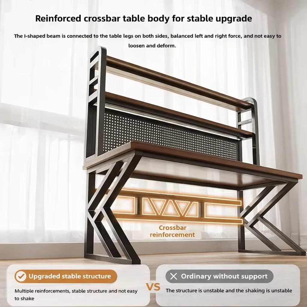 Bureau de jeu avec étagère et panneau perforé, bureau d'ordinateur avec rangement, bureau d'étude pour la maison, bureau pour chambre à coucher, petit espace