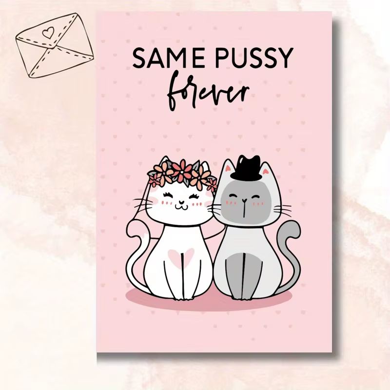 1 pièce, carte de mariage amusante, carte d'anniversaire de mariage, carte joyeuse pour la Saint-Valentin, carte chat mignon, pour femme, mari.