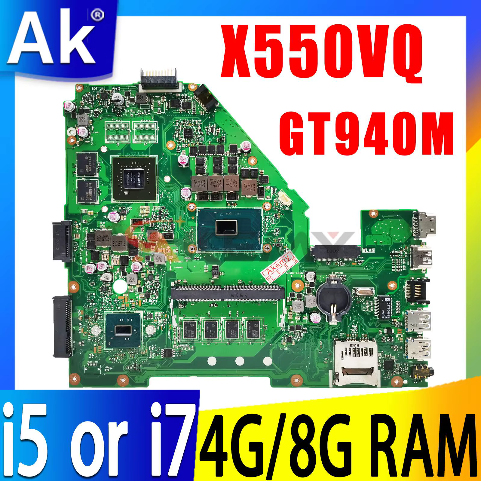 Pour ASUS X550VX carte mère 60NB0BB0-MB1103 A550V W50V X550V FH5900V X550VB X550VC X550VQ X550VXR X551VX X540VX X550VD X560VX