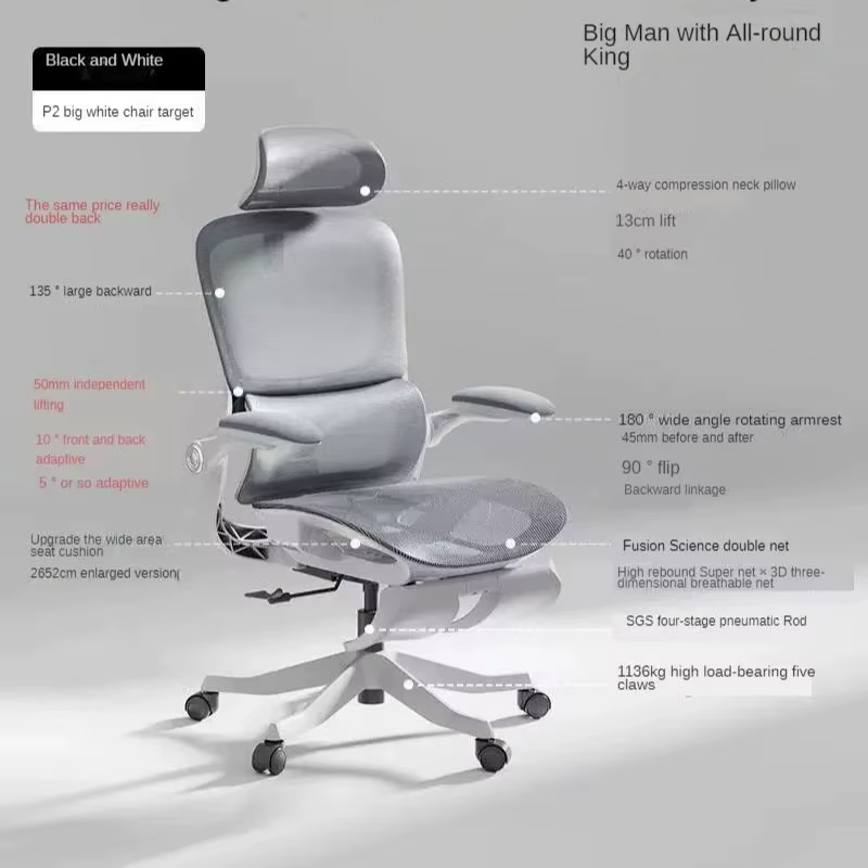 Chaise ergonomique P2Pro noir et blanc