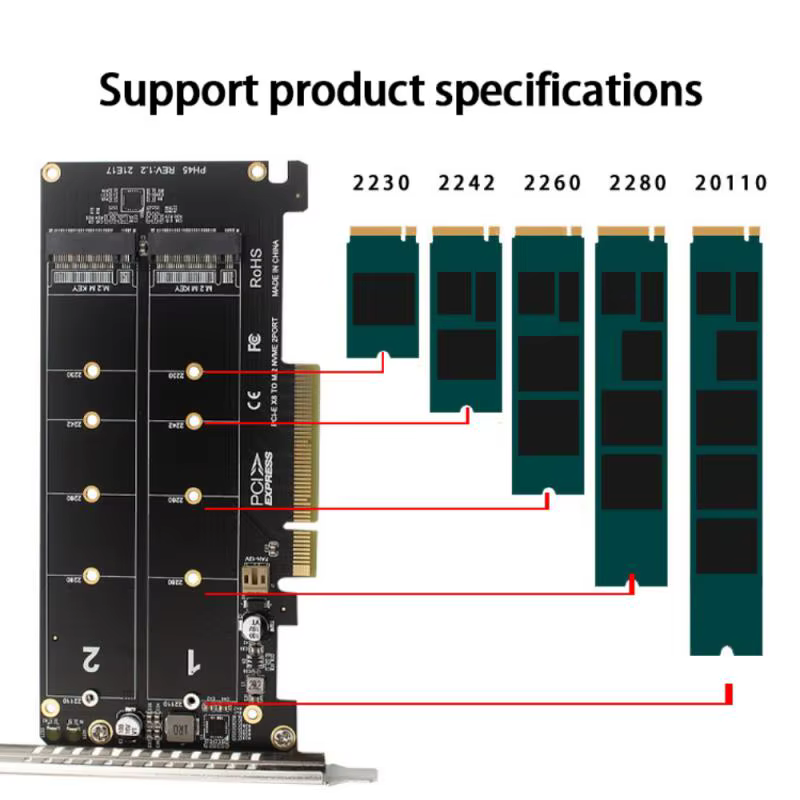 Carte mère pour touristes M.2 NVMe PCIe x8