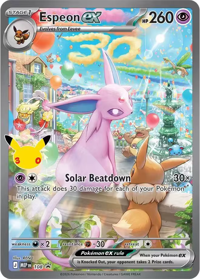 Cartes Flash DIY Pokémon 30e Anniversaire : Mew, Mewtwo, Pikachu, Espeon, Umbreon – Cartes Texturées Anglaises et Japonaises – Cadeau Anime Dessin Animé