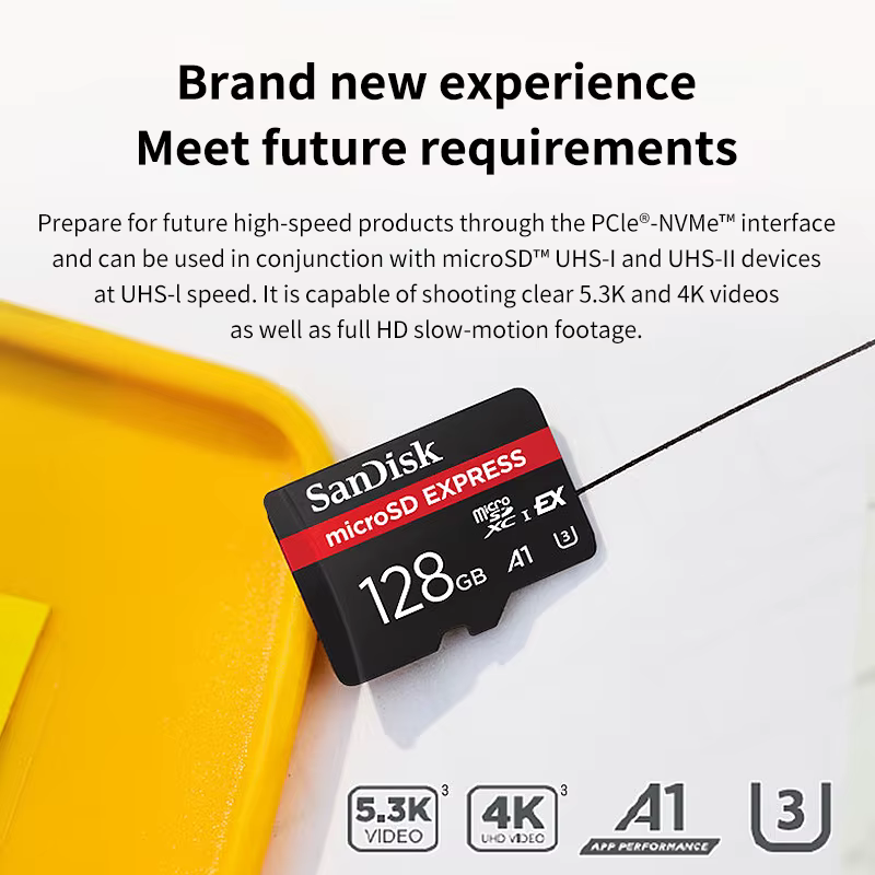Carte microSD Express 128GB 256GB A2 5.3K NVMe TF