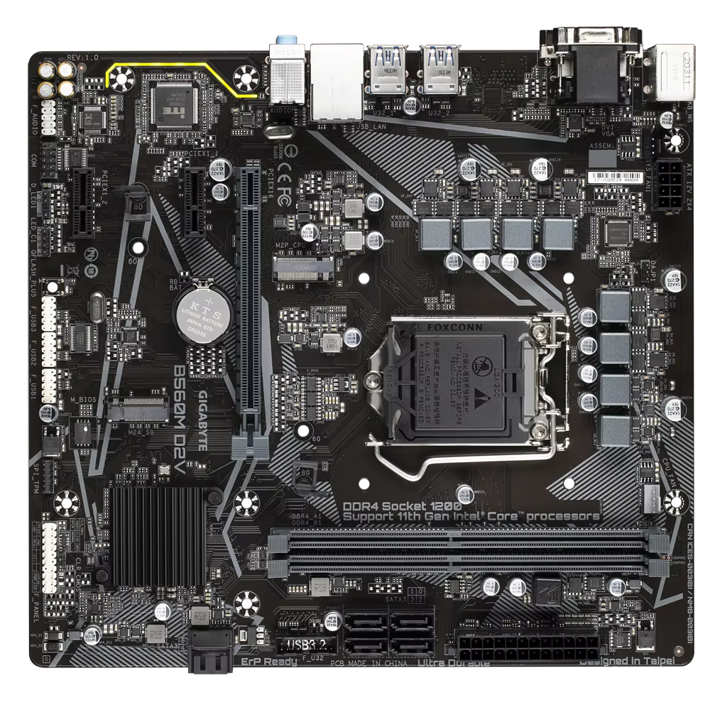Gigabyte B560M D2V cartes mères LGA 1200 DDR4 64GB M-ATX pour carte mère de bureau Intel B560 M.2 SATA III USB3.0