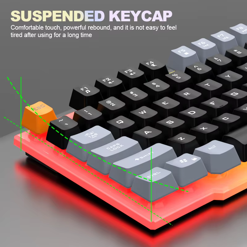 Clavier et clavier simples souris RAIKU T26 clavier lumineux à trois tons souris filaire mécanique tactile souris de jeu ensemble de clavier