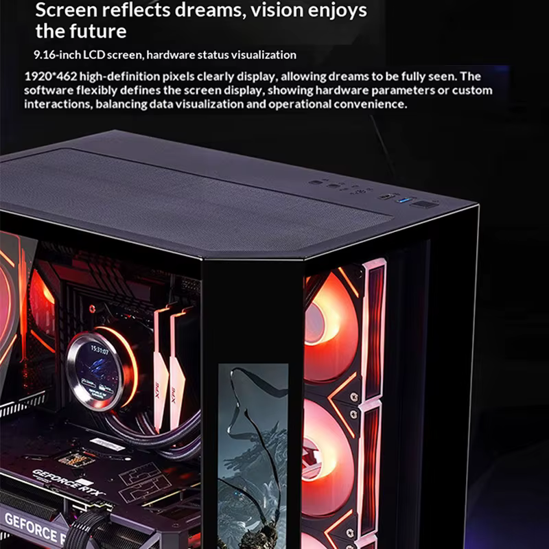 WJCOOLMAN Dreamer PLUS boîtier PC écran secondaire avec côté complet vue sur la mer salle 360 refroidisseur d'eau coque d'ordinateur gabinetes gamer