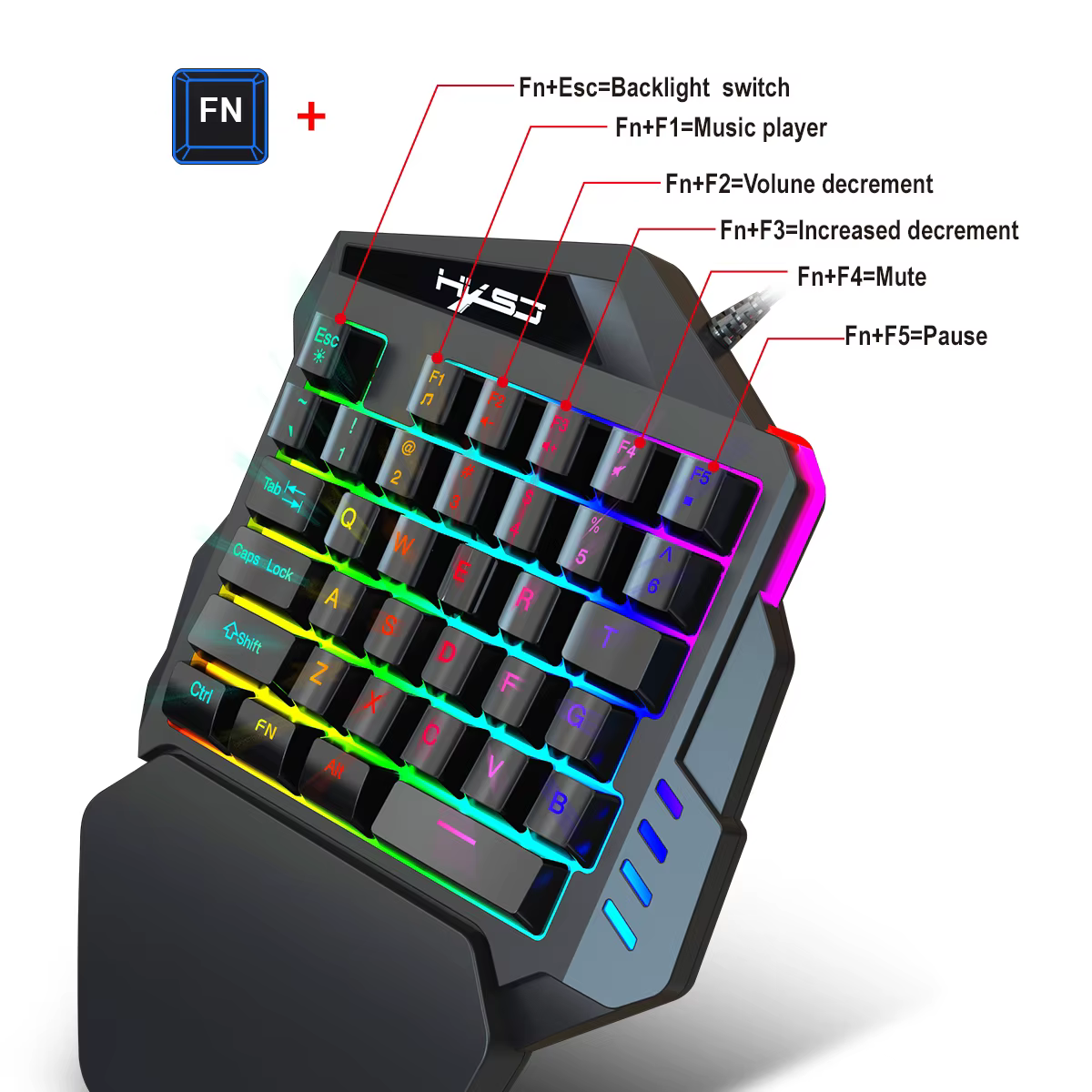 Ensemble clavier et souris de jeu à une main avec 35 touches