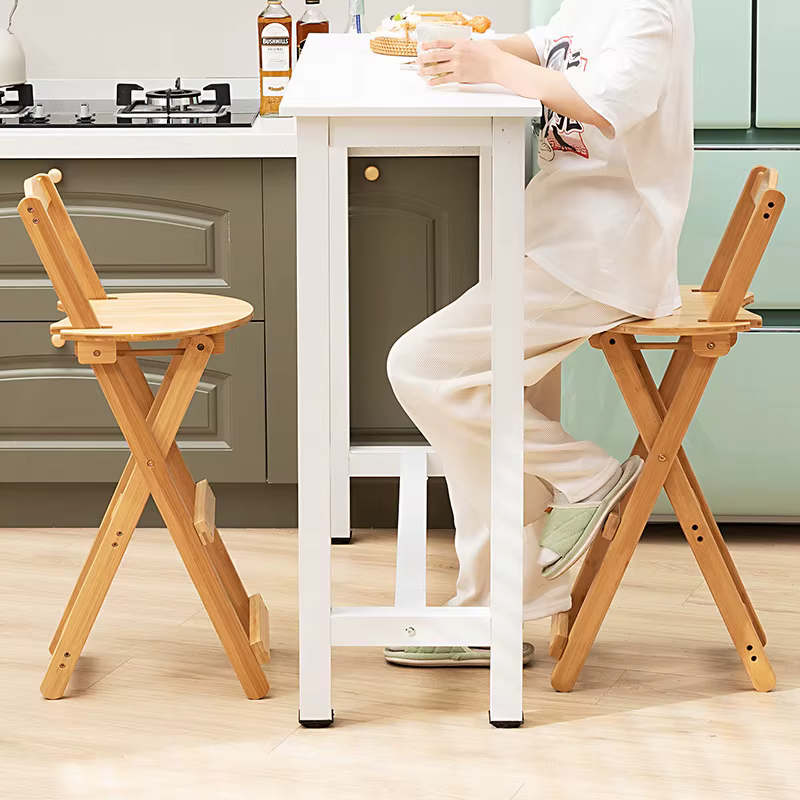 Chaise haute pliante de style rétro, chaise de restaurant pliante, chaise de bar en bambou, tabouret de bar, chaise haute de bureau portable