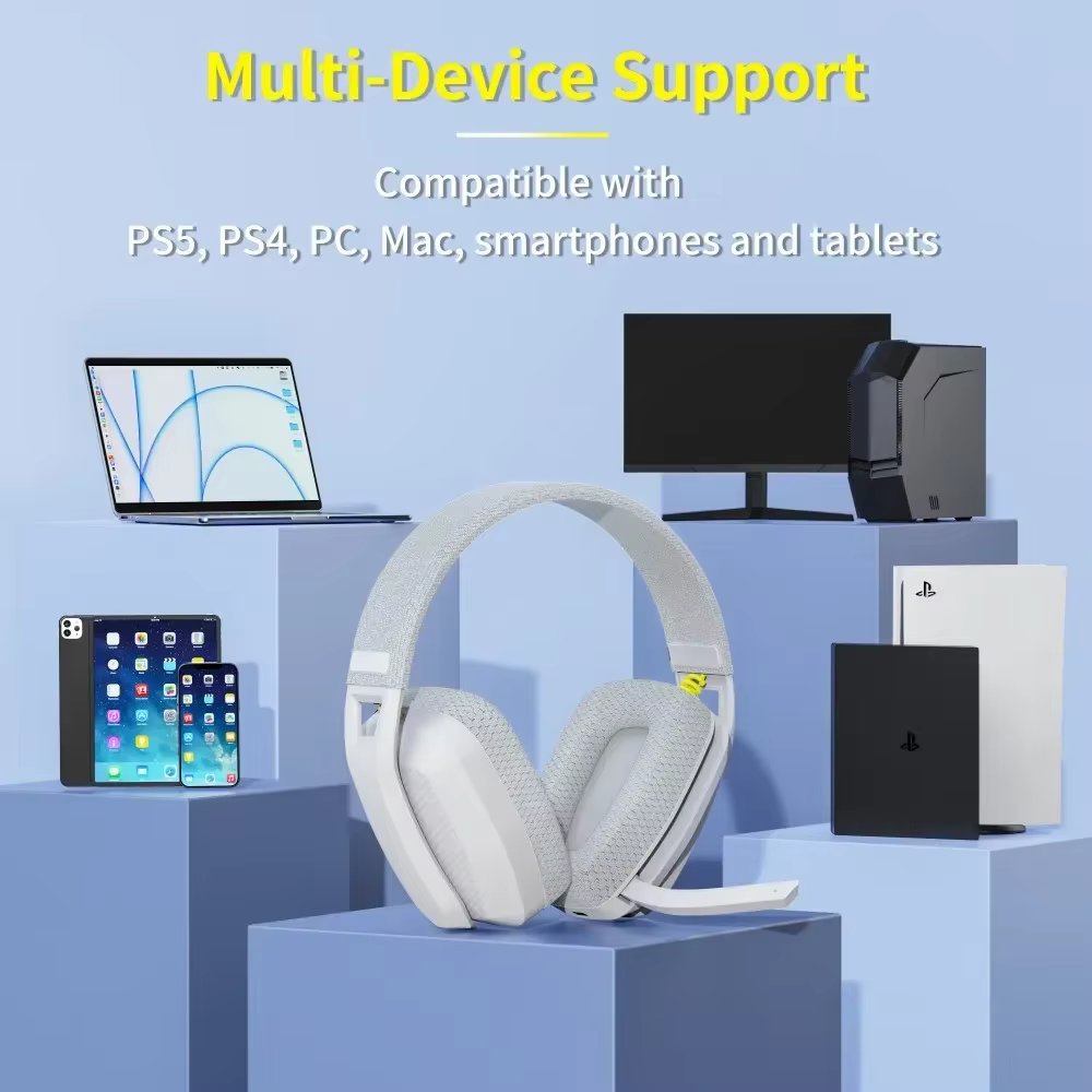 BINNUNE BW06 2.4 GHz casque de jeu Bluetooth avec micro pour PS5 PS4 PC Mac Playstation