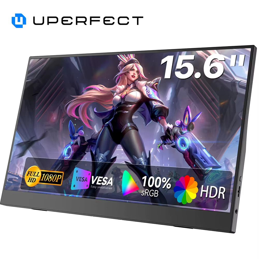 UPERFECT 15.6'' 1920*1080 60Hz moniteur portable 16:9 écran IPS avec Type-C Mini HDMI deuxième affichage arrière