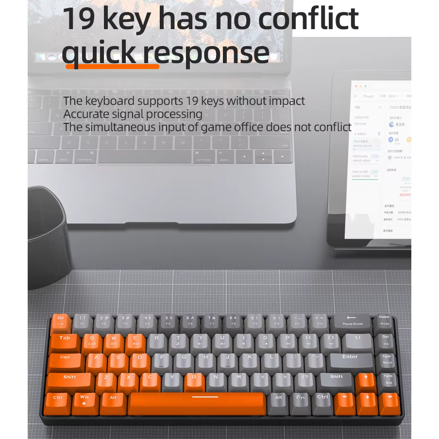 Clavier mécanique sans fil Bluetooth pour jeux