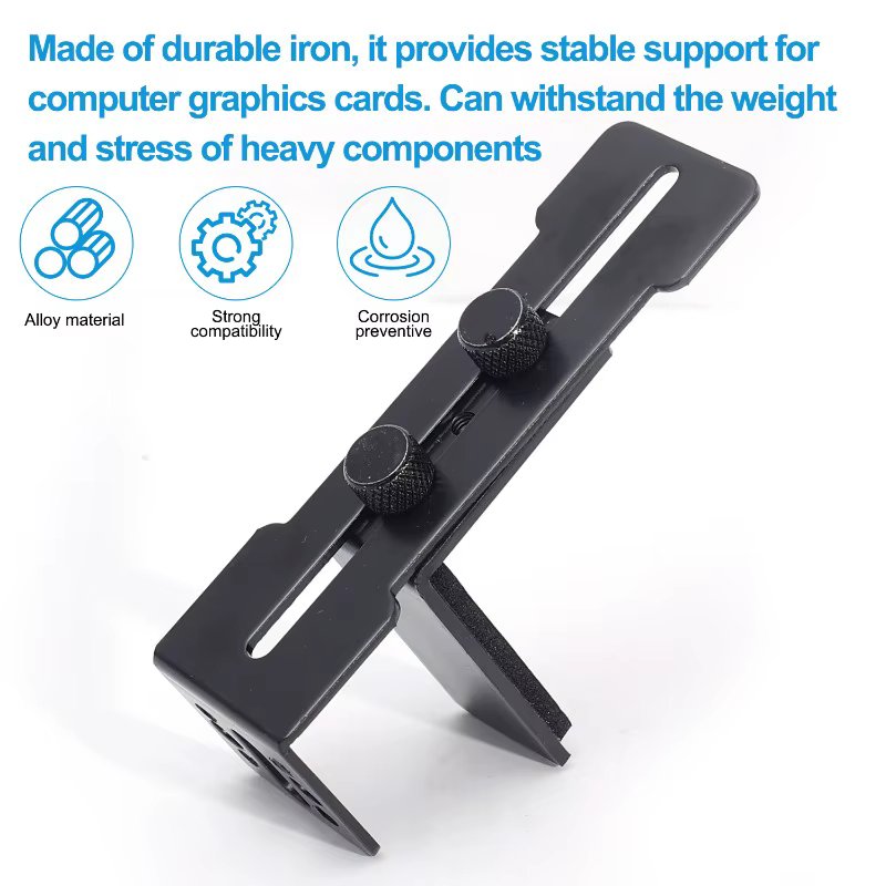 Support de carte graphique réglable, support de carte vidéo réglable, support GPU pour boîtier PC de bureau ITX/ATX, accessoire pour éviter l'affaissement