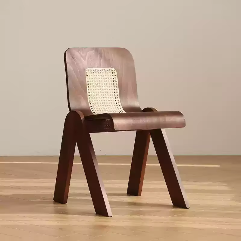 Chaise rétro en forme de C, siège de salle à manger de luxe français, tabouret de loisirs en rotin, vanité de chambre créative, banc de maquillage, design