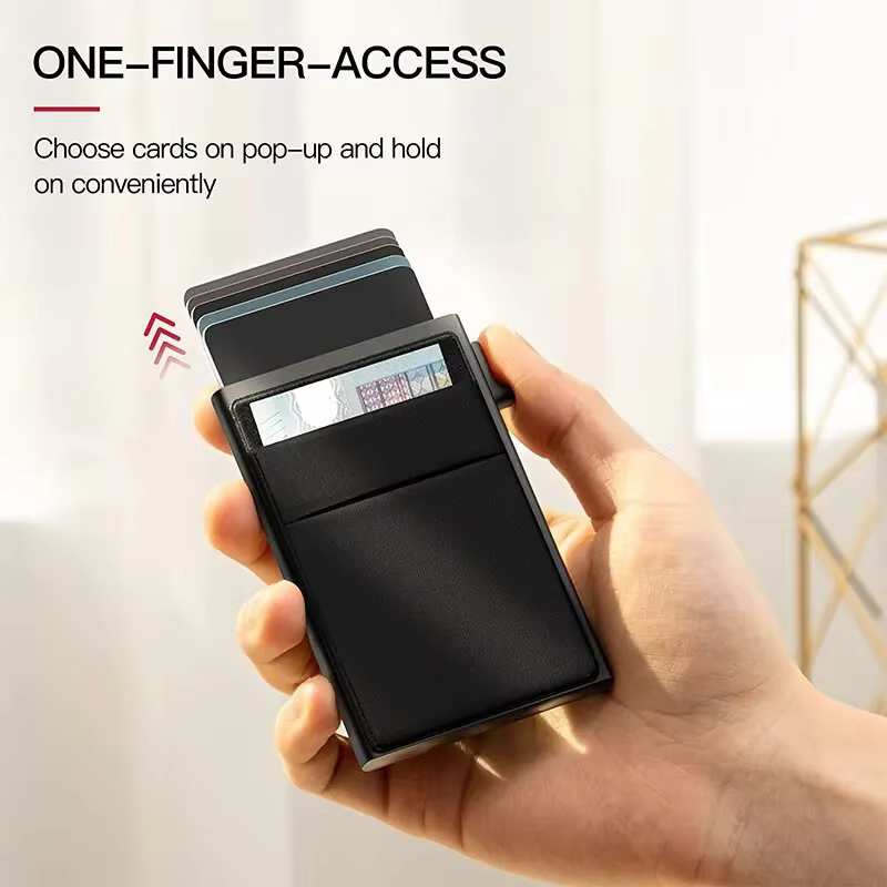 Carteras Choice-Porte-cartes de crédit Rfid pour hommes, mince, mini portefeuilles minimalistes, étui en métal de luxe, porte-cartes d'identité bancaires