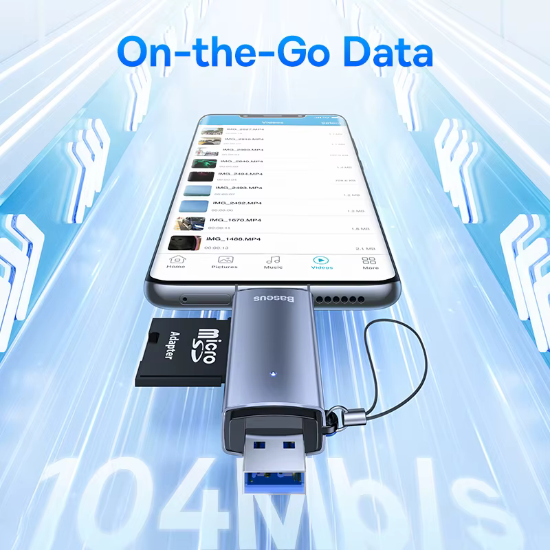 Lecteur de carte Baseus USB C & USB3.0 vers SD Micro SD TF dispositif