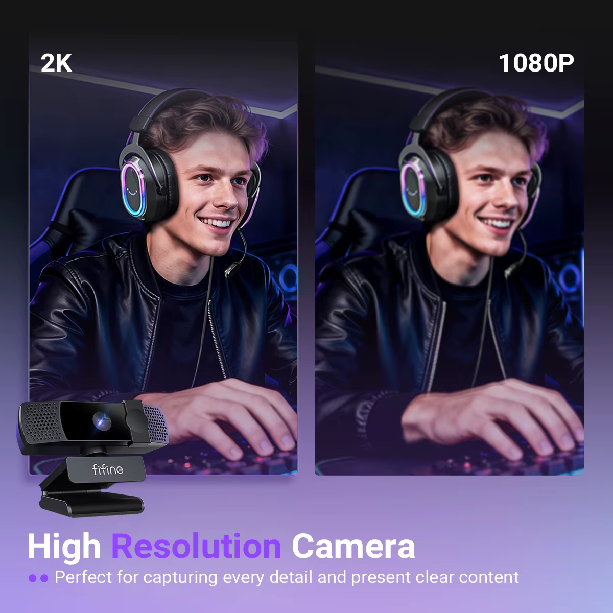 FIFINE 2K QHD PC Webcam pour les jeux et la diffusion en direct