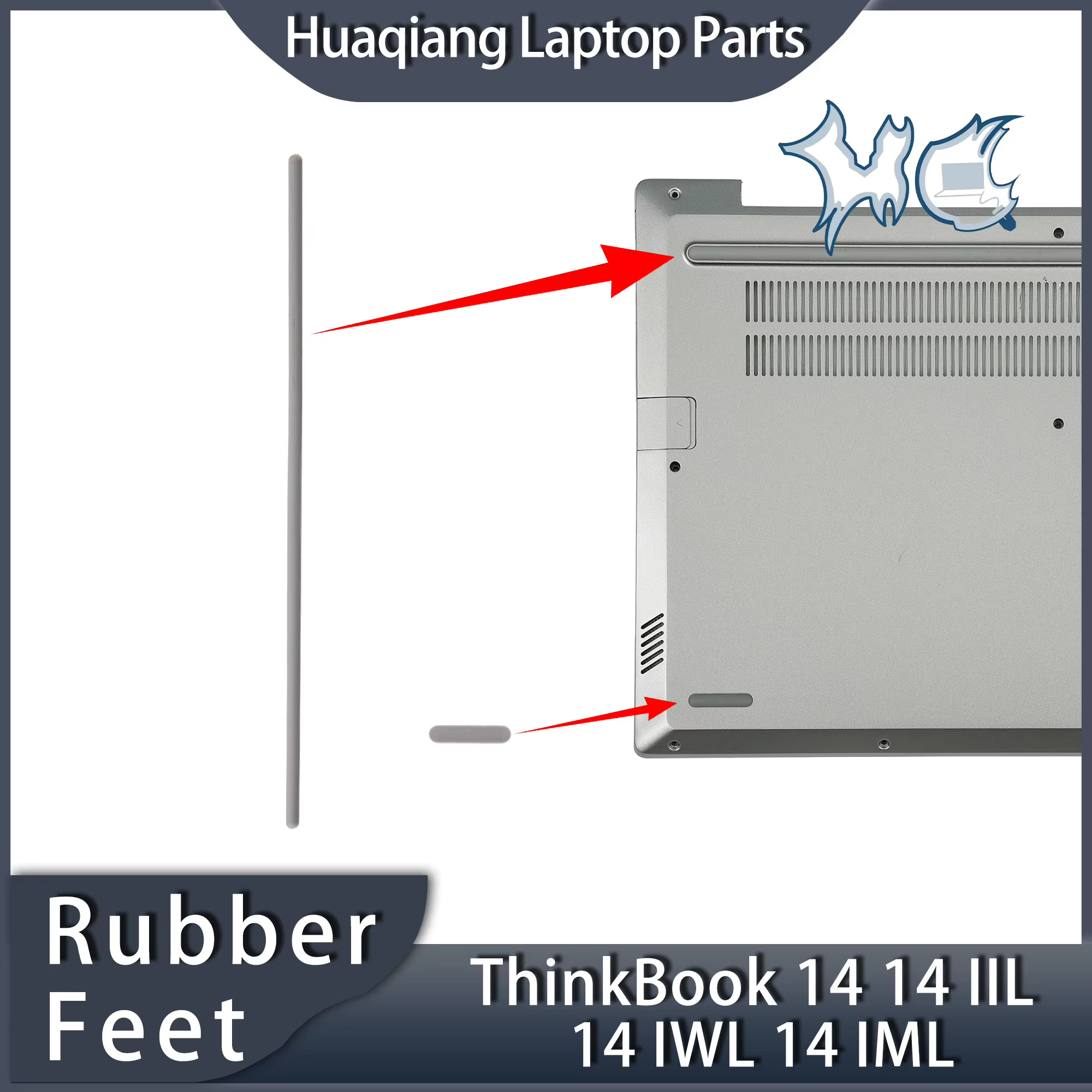 Coussinet en caoutchouc D Shell Pad pour Lenovo ThinkBook 14 14-IIL 14-IML 14-IWL