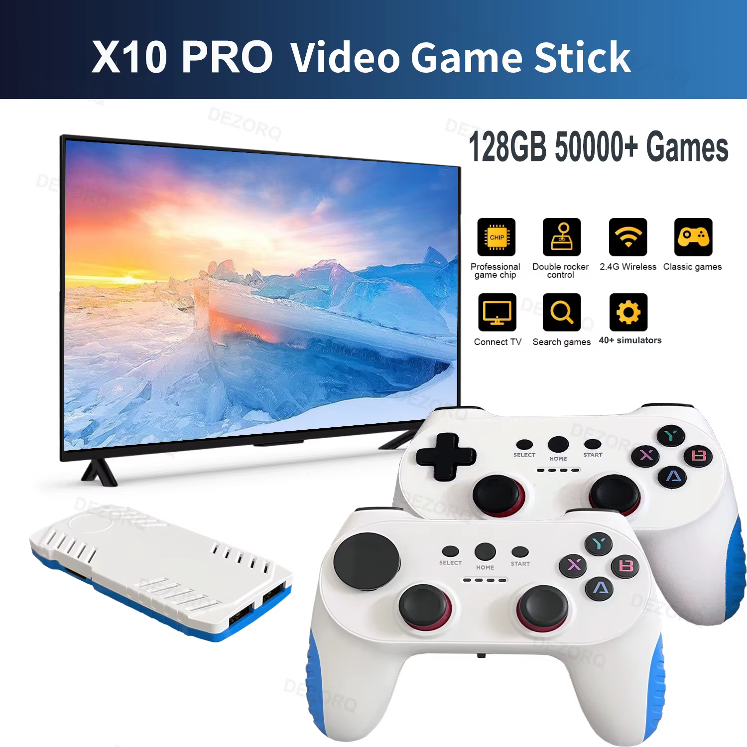 Nouvelle Console de jeu TV 128G intégrée 50000 jeux rétro 50 émulateurs vidéo Consola double manette de jeu sans fil X10 Pro bâton de jeu 4K