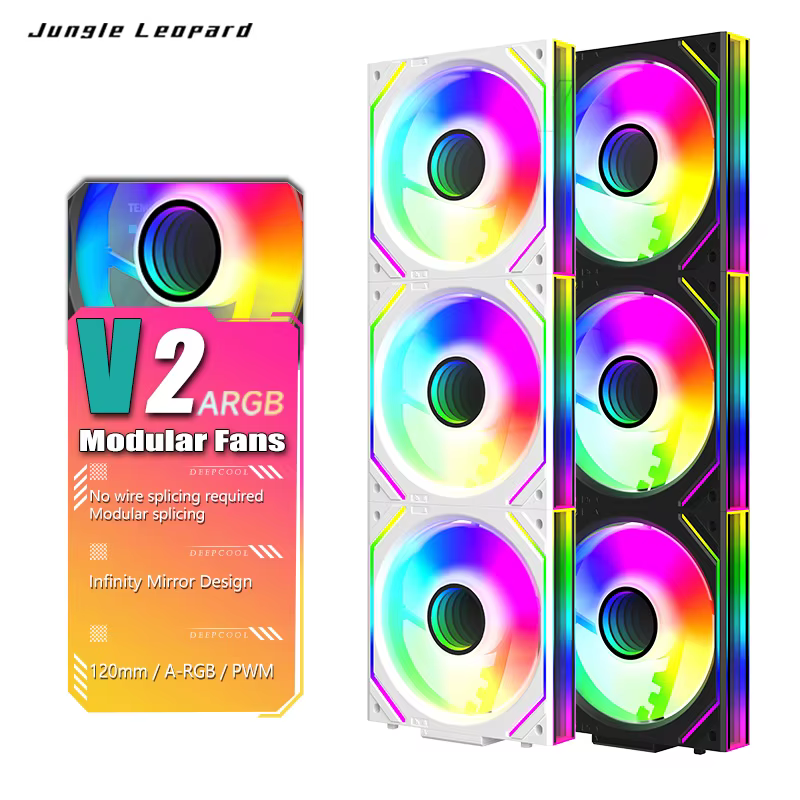 PALES LUMINEUSES MULTICOLORES: Ventilateur Jungle Leopard V2 120mm - Miroir Infini