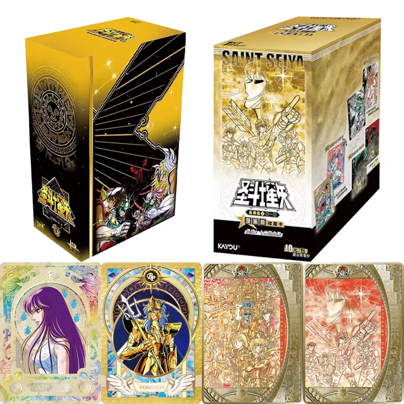 KAYOU véritable Saint Seiya carte sacré tissu cartes d'éveil personnage d'anime Athena Poseidon Hadès Rare SE