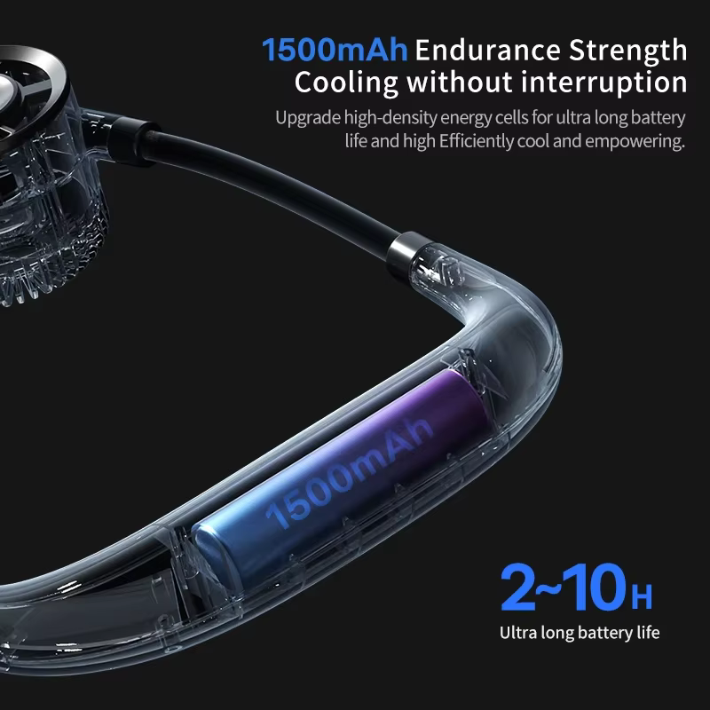Ventilateur de cou portable Lenovo 100 vitesses, sans pales, avec écran LED, rechargeable par USB, pour les sports de plein air et les voyages