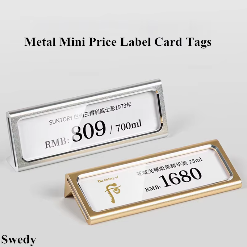Petit signe de montre de bijoux, porte-carte de nom, présentoir en métal, mini étiquette de prix, étiquettes en papier, 59x17mm