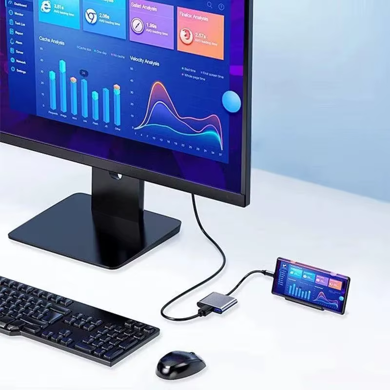 Station d'accueil USB C HUB 3 en 1 Type C 3.0 vers HDMI