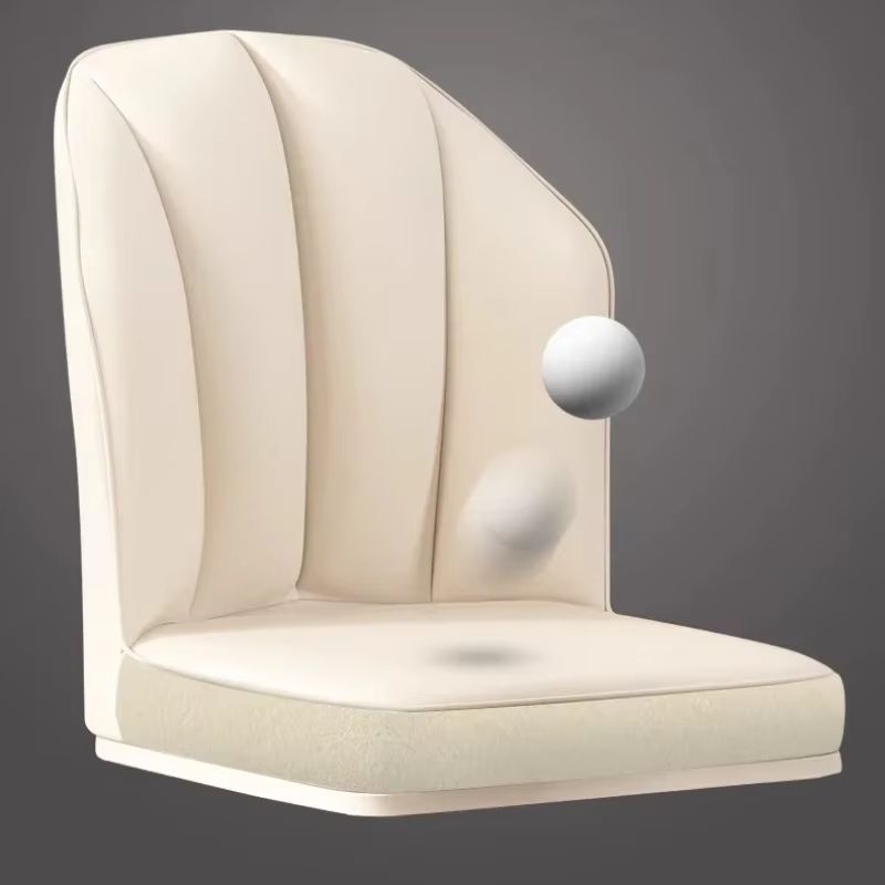  Chaise de salle à manger crème – Chaise longue minimaliste moderne avec pieds en bois, chaise d'appoint du milieu du siècle pour le salon et la salle à manger