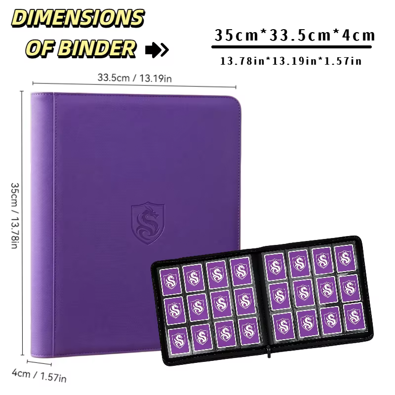 Classeur à cartes à insertion latérale de qualité supérieure à 12 emplacements, 20 pages intérieures épaisses, 480 emplacements pour cartes, comprend 50 pochettes pour cartes, disponible en cinq coule