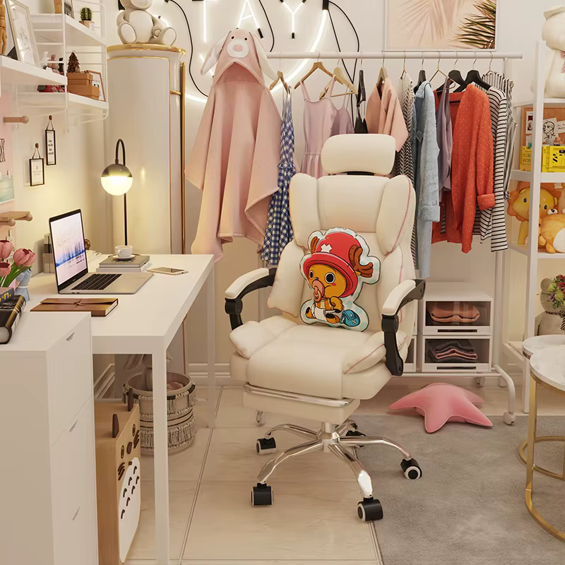 Chaise de Jeu Ergonomique Rose pour Chambre à Coucher