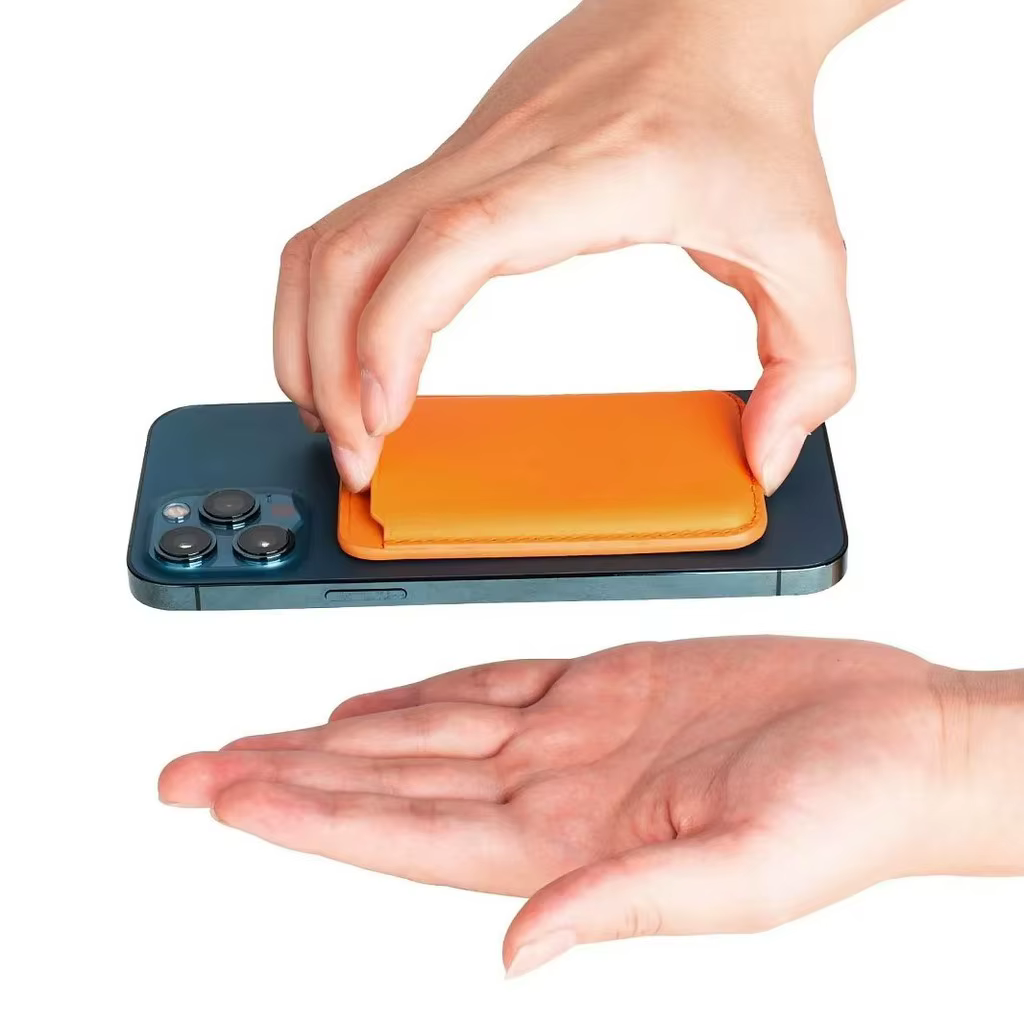 Étui porte-cartes magnétique personnalisé avec nom personnalisé pour téléphone 12 – 17, autocollant arrière en cuir, manchon de carte avec portefeuille à aimant puissant