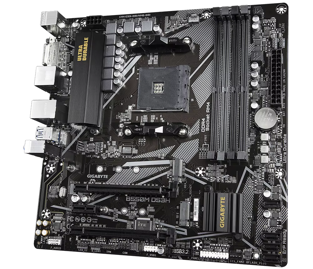 GIGABYTE Nouveau B550M DS3H Micro-ATX AMD B550 DDR4 4733(OC. ) Carte mère AM4 à double canal MHz M.2 USB 3.2 128G